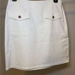 LOFT White Pencil Skirt with Buttoned Pockets